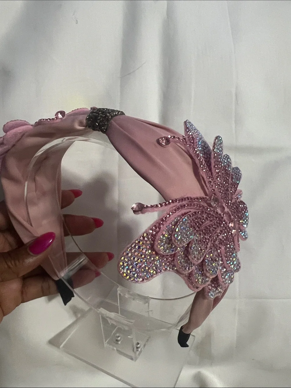 Pink Crystal Butterfly Headband